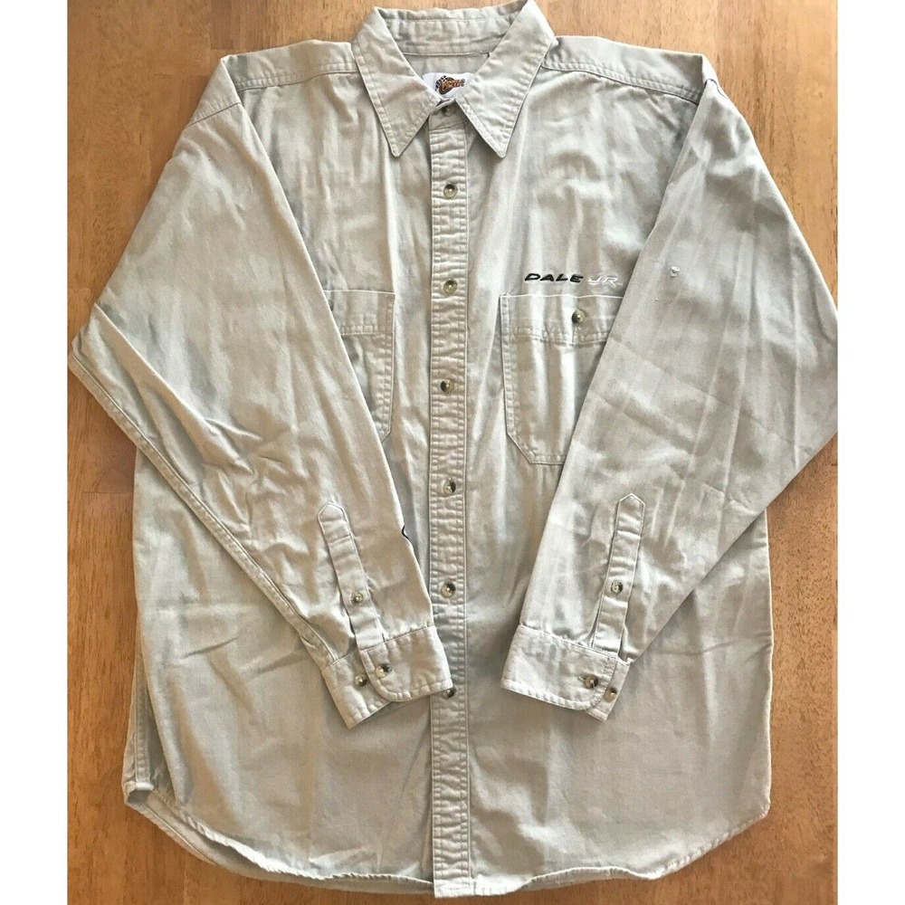 Winners Circle Dale Earnhart Jr NASCAR Shirt Mens XL Tan Long Sleeve Button Up